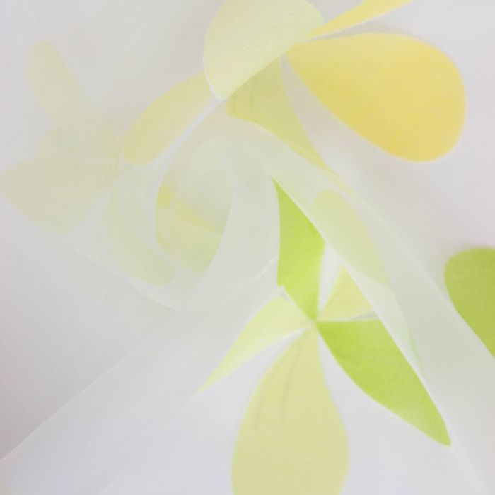 Тюль "Этель" Цветы лета (цвет зелёный) без утяжелителя, ширина 135 см, высота 270 см 
