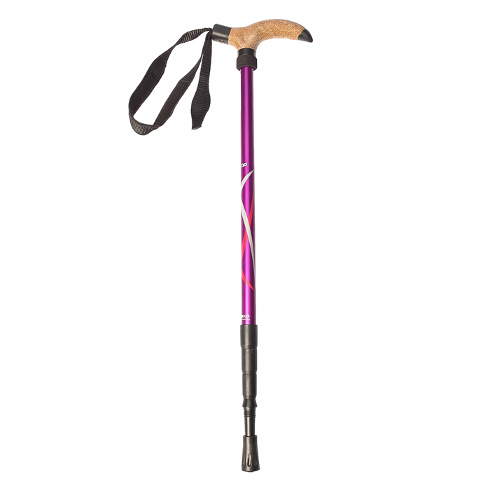 Палка-трость для скандинавской ходьбы телескопическая, 4-х секц, алюм до 135см, цвет сиреневый 