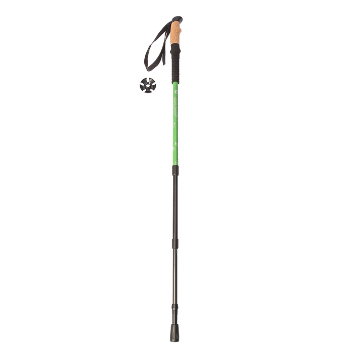 Палка для скандинавской ходьбы телескопич, 3-х секц, до 110 см (1шт), цвет зелёный 