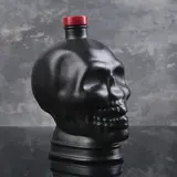 Бутылка стеклянная, матовая 1 л "Череп", цвет чёрный 