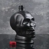 Бутылка стеклянная, матовая 1 л "Череп", цвет чёрный  - фото 2