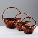 Набор корзин, 3 шт, 35×31×15/19/36, 30×27×13/16/31, 25×22×10/14/26 см, ива 