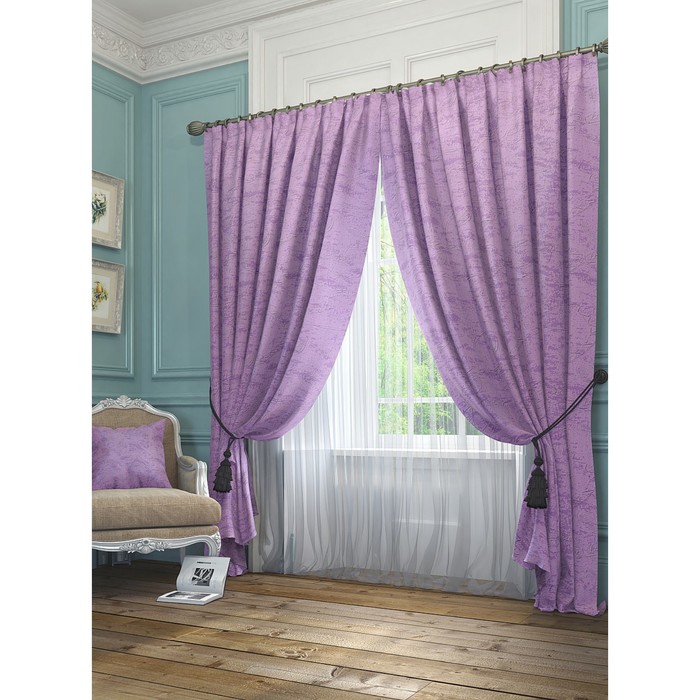 Комплект штор «Элисс», размер 145 × 260 см - 2 шт, фиолетовый 