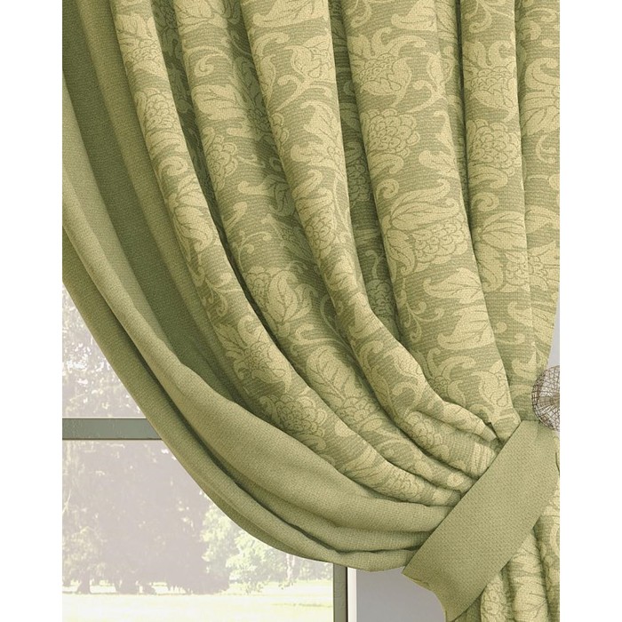 Комплект штор «Ронга», размер 220 × 280 см - 2 шт, оливковый 