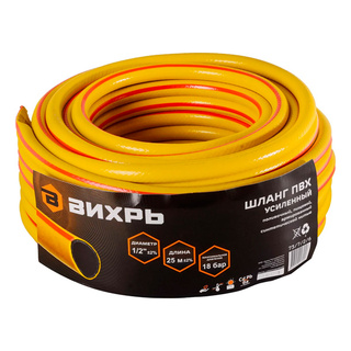 Шланг поливочный Вихрь ПВХ 3/4, 25 м (жёлтый)