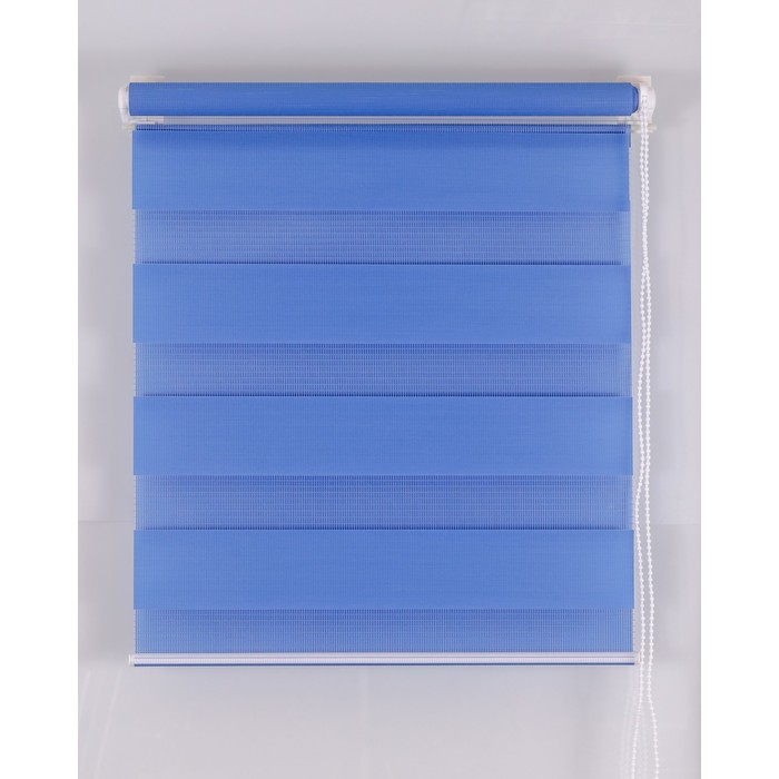 Рулонная штора «День и Ночь» 160х160 см, цвет синий 