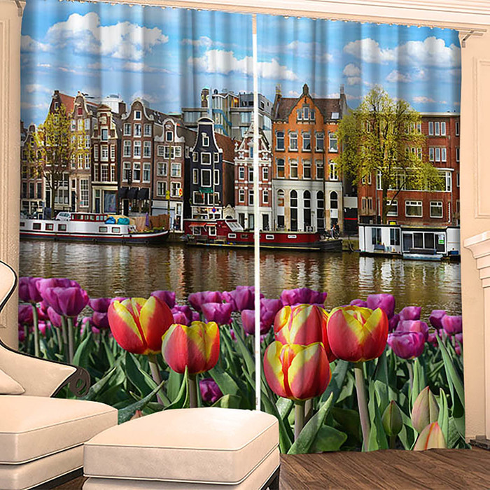 Фотошторы " Голландские тюльпаны" 145х260 см 2шт, габардин 160гр/м2, пэ100% 