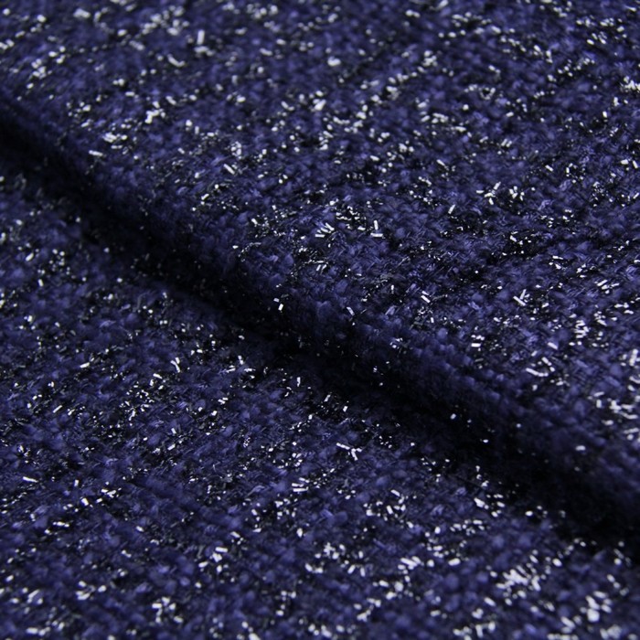 Ткань костюмная, люрекс, ширина 150 см, тёмно-синий 
