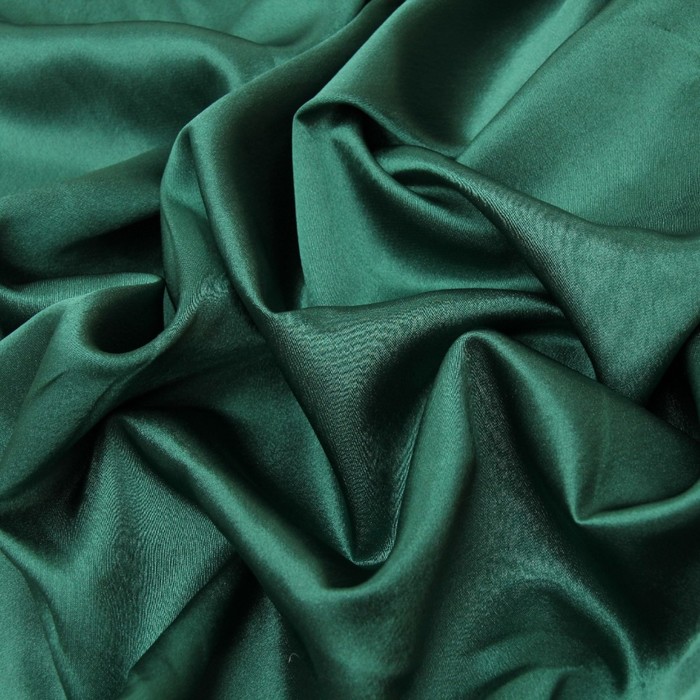 Ткань плательная, креп-сатин, ширина 150 см, цвет тёмно-зелёный, 210г/м.п 