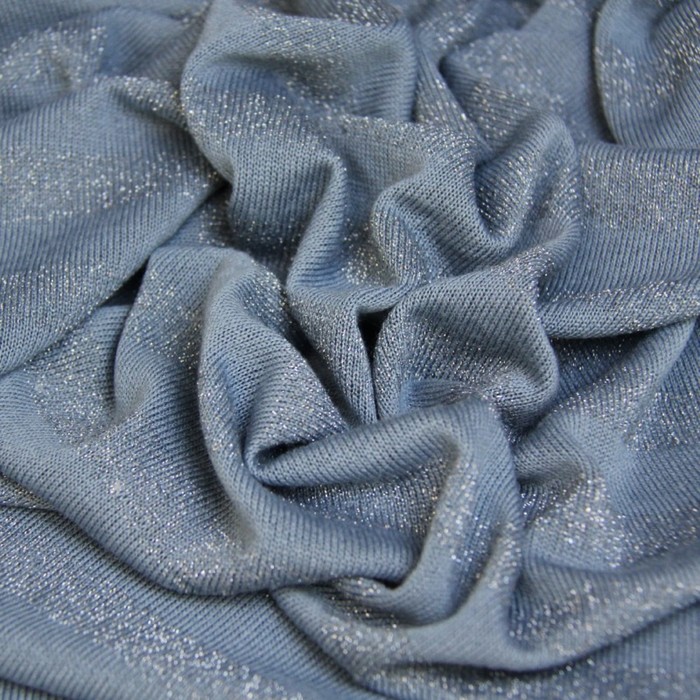 Ткань плательная, люрекс полоса, ширина 170 см, голубой 