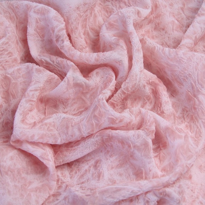 Ткань плательная, крэш гладкокрашеный, ширина 114 см, цвет светло-розовый 