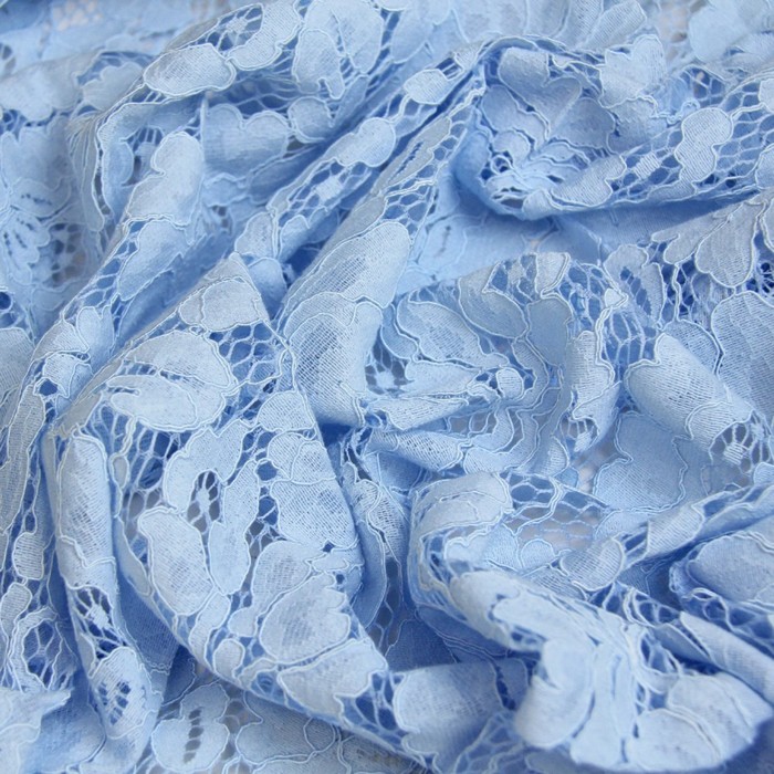 Ткань плательная, кружево, ширина 150 см, голубой 