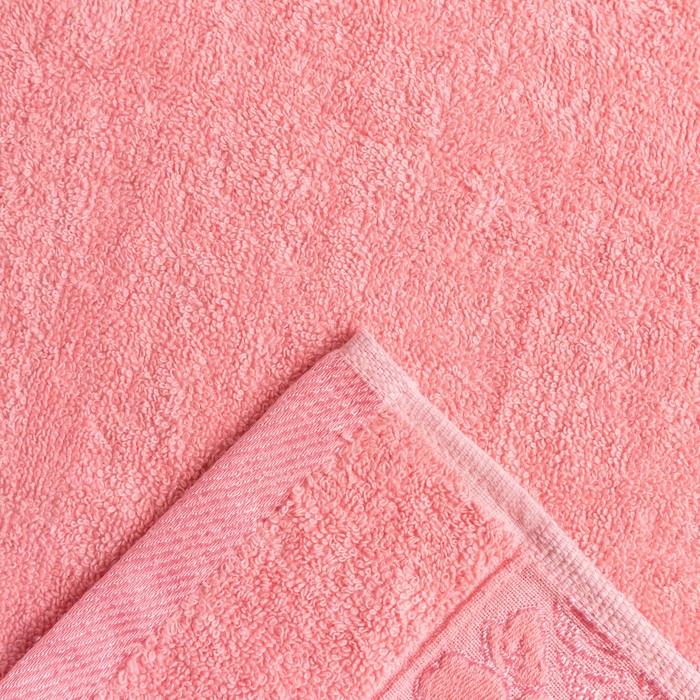 Полотенце махровое "Однотонные -кайма" 50х90 см, хлопок 100%, розовый, 450 г/м2 
