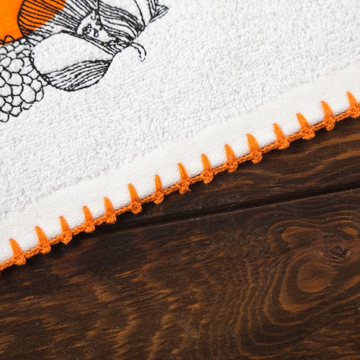 Полотенце махровое "Мальва" с вышивкой 50х70, оранжевый, 450 гр/м2, 100% хлопок 