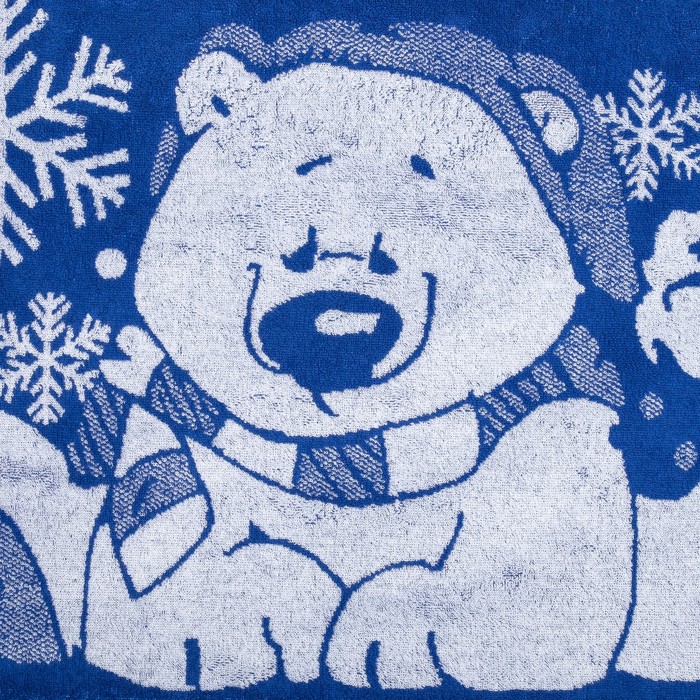 Полотенце махровое "New year bear" ПЛ-2602-3497, синий 50х90 см хл100% 420 гр/м 