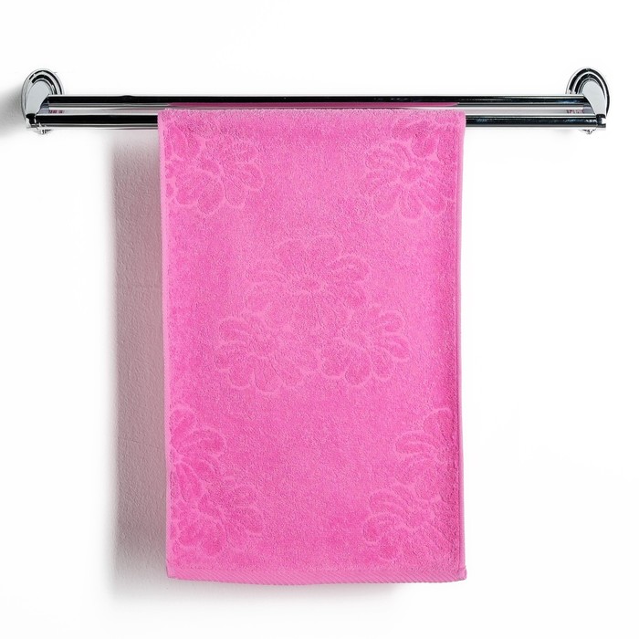 Полотенце махровое жаккард 30х50 см, розовый, хлопок 100%, 420 г/м2 