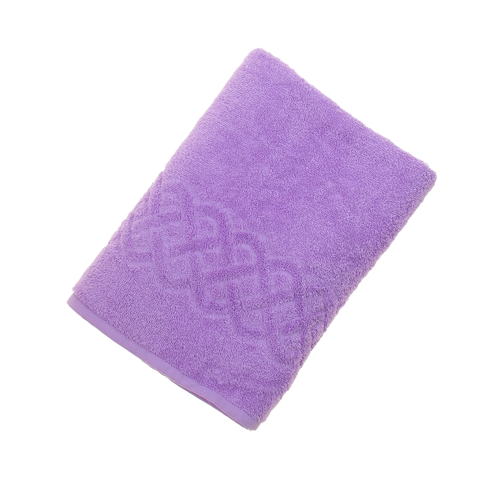 Полотенце махровое жаккард банное Plait, размер 70х130 см, 350 г/м2, цвет фиолетовый 