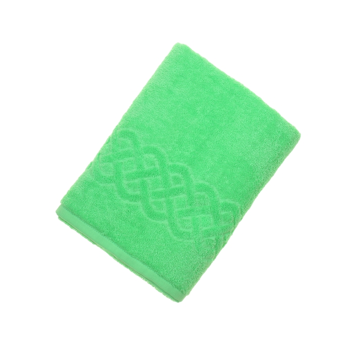 Полотенце махровое жаккард банное Plait, размер 70х130 см, 350 г/м2, цвет зелёный 
