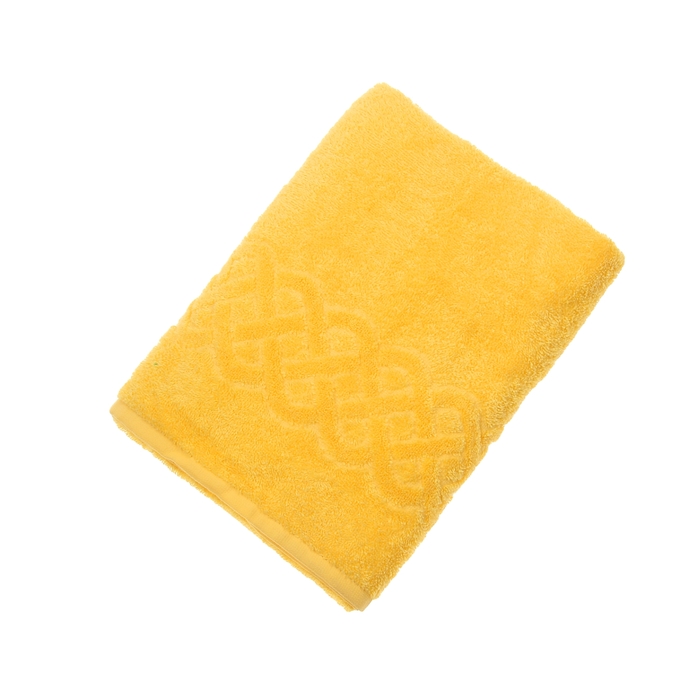 Полотенце махровое жаккард банное Plait, размер 70х130 см, 350 г/м2, цвет жёлтый 