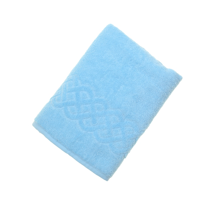 Полотенце махровое жаккард банное Plait, размер 70х130 см, 350 г/м2, цвет голубой 