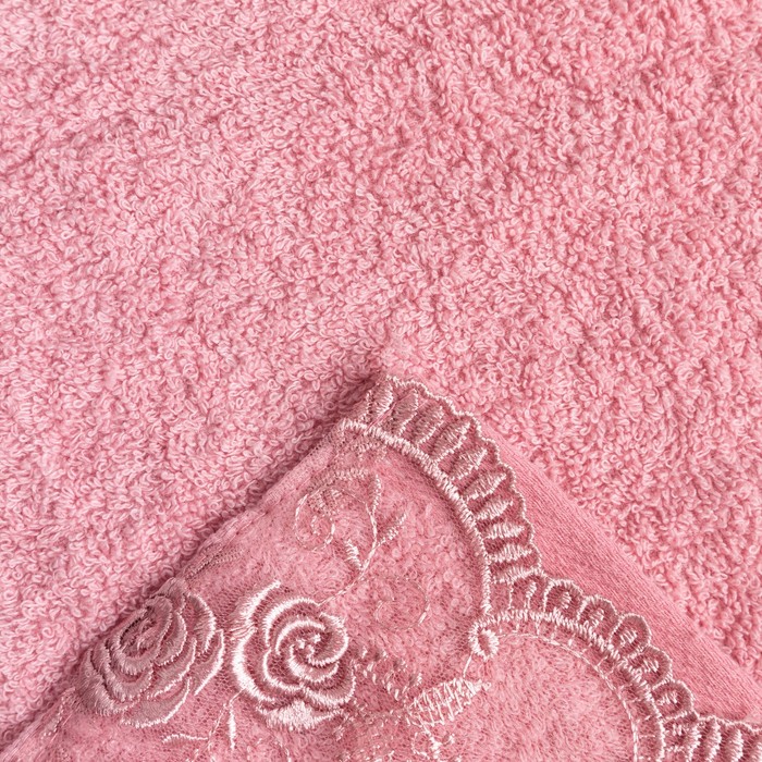 Полотенце махровое  "Кайма-роза" 70х140 см, хлопок 100%, розовый, 420 г/м2 