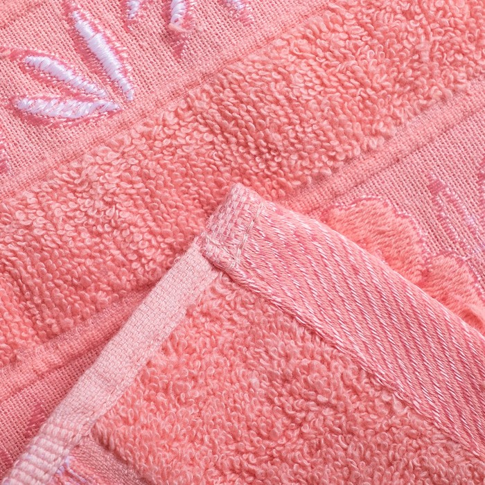 Полотенце махровое  "Однотонные -кайма" 70х140 см, хлопок 100%, розовый, 450 г/м2 