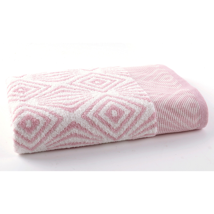 Полотенце махровое "Иллюзия" 65х135 см,розовый,450 г/м2, 100% хлопок 