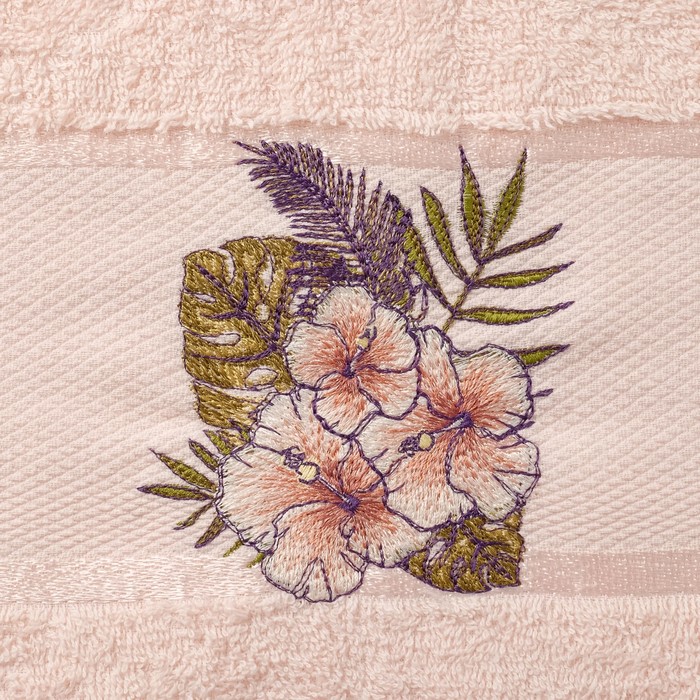 Набор махровых полотенец Hibiscus, 50х80 см - 1 шт, 70х13 - 1 шт, цвет пудра. 