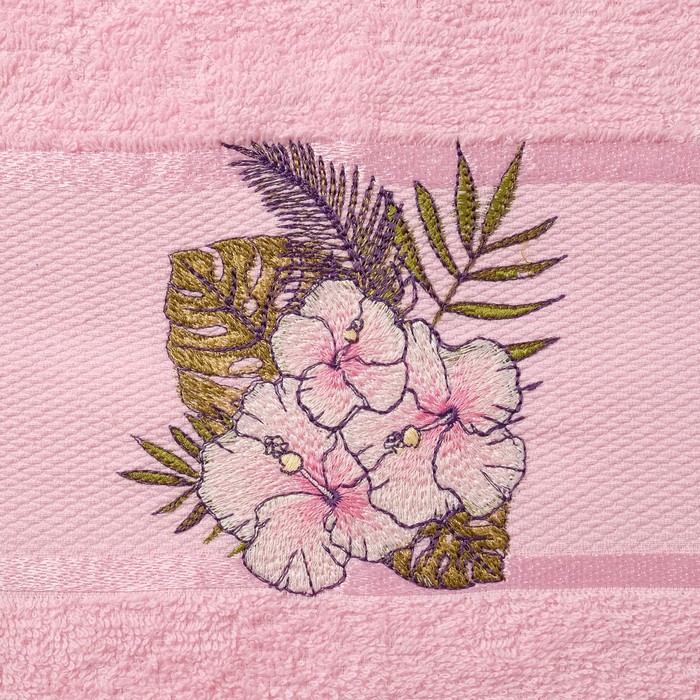 Набор махровых полотенец Hibiscus, 50х80 см - 1 шт, 70х13 - 1 шт, цвет светло-цвет розовый. 