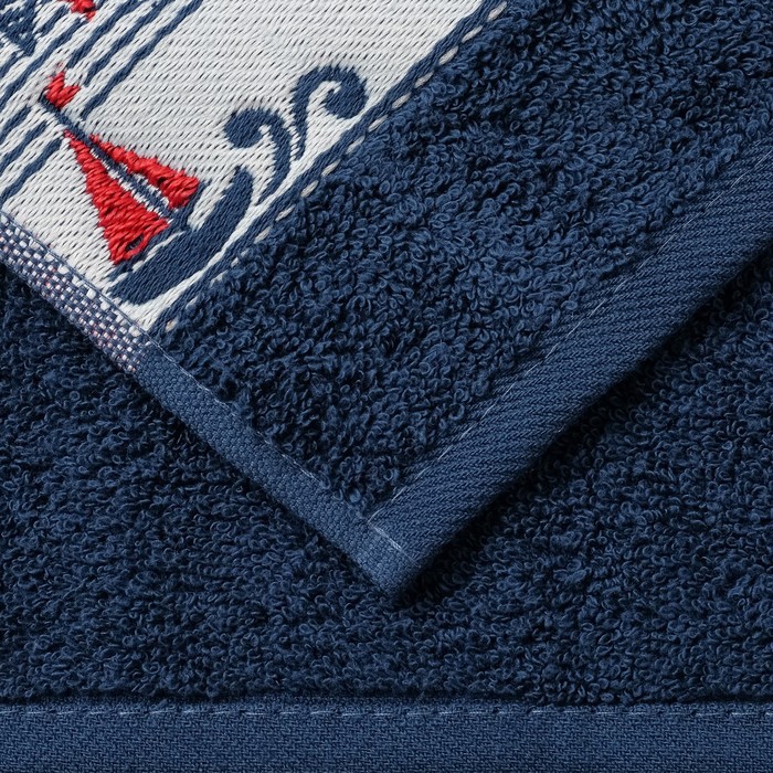 Набор махровых полотенец Marin, 50х90 см - 2 шт, 70х140 - 1 шт, цвет синий. 