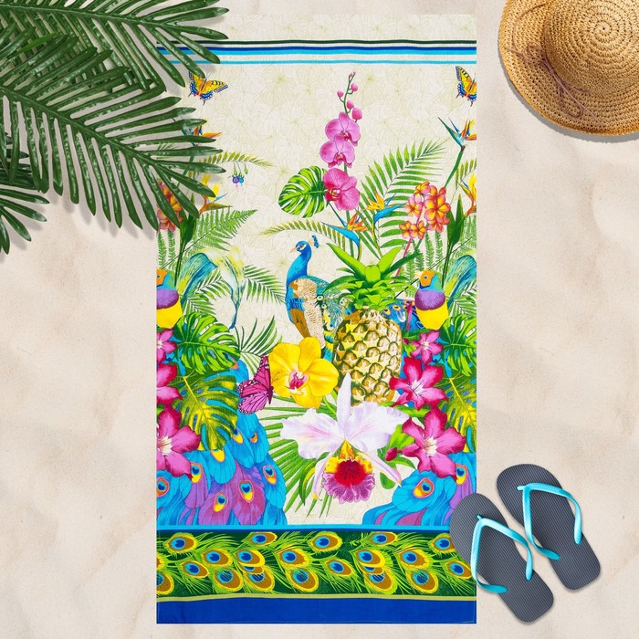 Вафельное полотенце Гаваи 80х150 см, разноцветный, хлопок 100 %, 160г/м² 