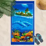 Вафельное полотенце пляжное «Дельфин» 80х150 см, разноцветный, 160г/м2,хлопок 100%  - фото 2