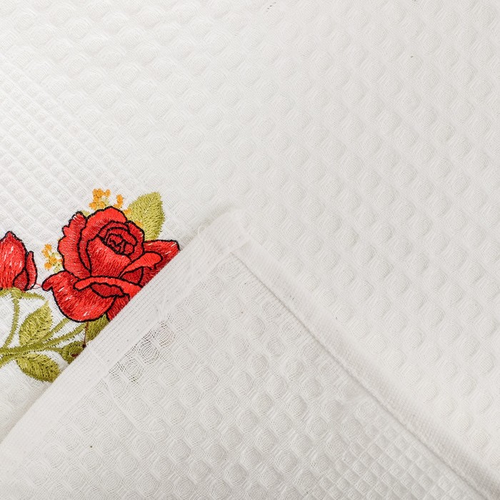 Вафельное полотенце РОЗА 50х70 см, цвет белый 