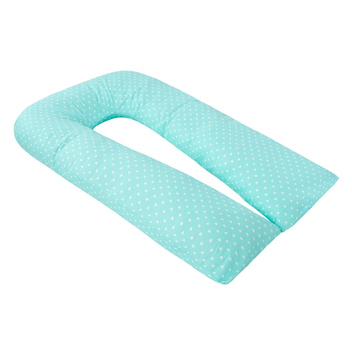 Наволочка к U-образной подушке для беременных, размер 35×340 см, сердечки мята 