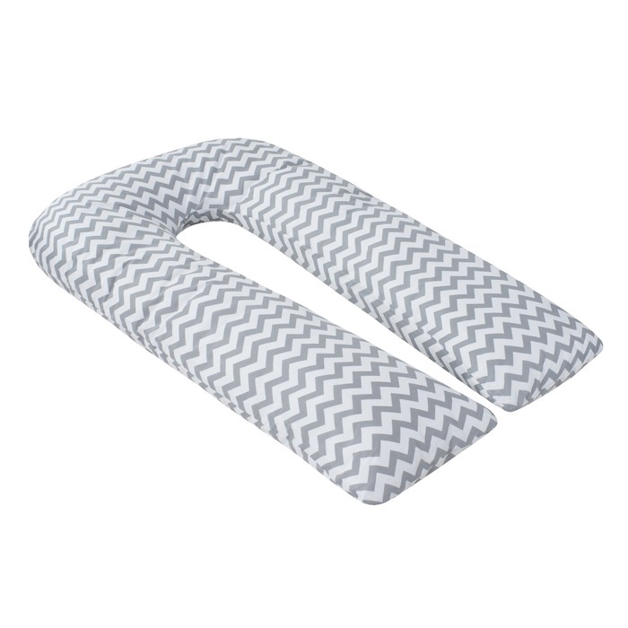 Наволчка к U-образной подушки для беременных, размер 34×170 см, зигзаг серый 