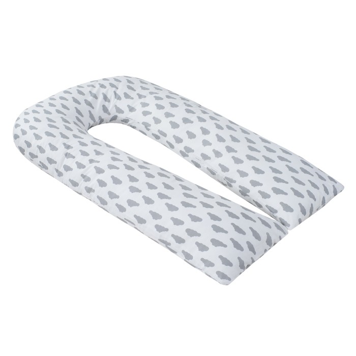 Наволчка к U-образной подушки для беременных, размер 34×170 см, облака серый 