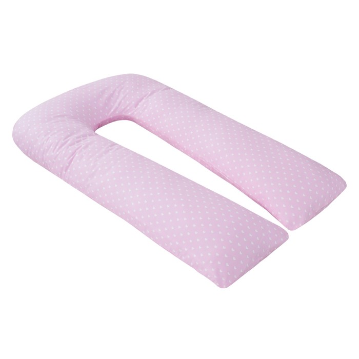 Наволчка к U-образной подушки для беременных, размер 34×170 см, сердечки розовые 