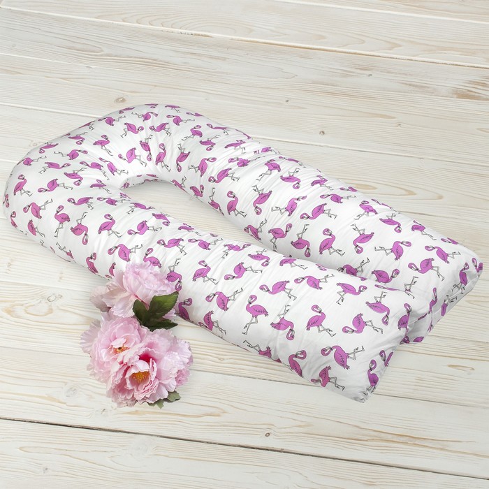 Наволочка к подушке для беременных U-образная, размер 35 × 340 см, принт фламинго 