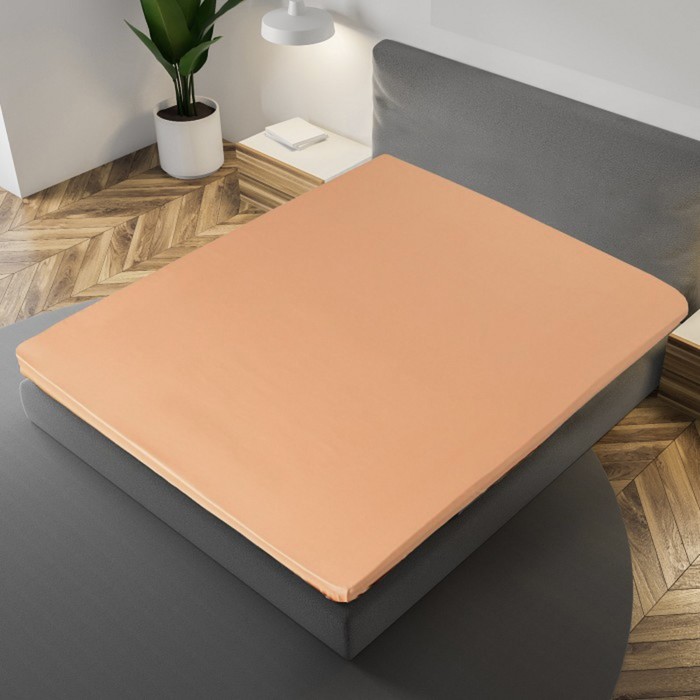 Простыня «Этель» 150×215 см, цвет персиковый, 100% хлопок, мако-сатин, 125 г/м² 