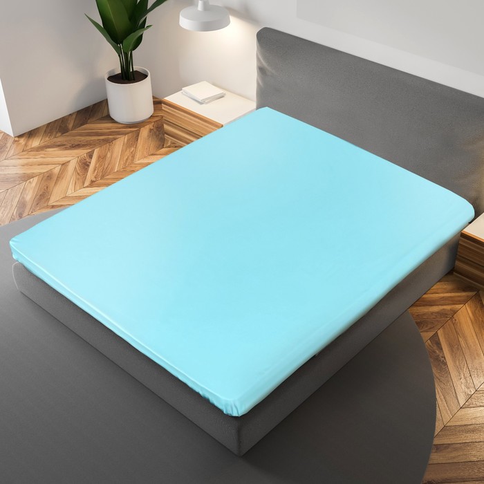 Простыня на резинке «Этель» 140×200×25 см, цвет голубой, 100% хлопок, мако-сатин, 125 г/м² 