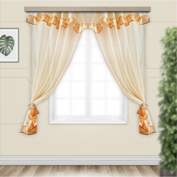 komplekt shtor dlya kuhni sofiya s lambrekenom 280h160 sm zoloto pe 100