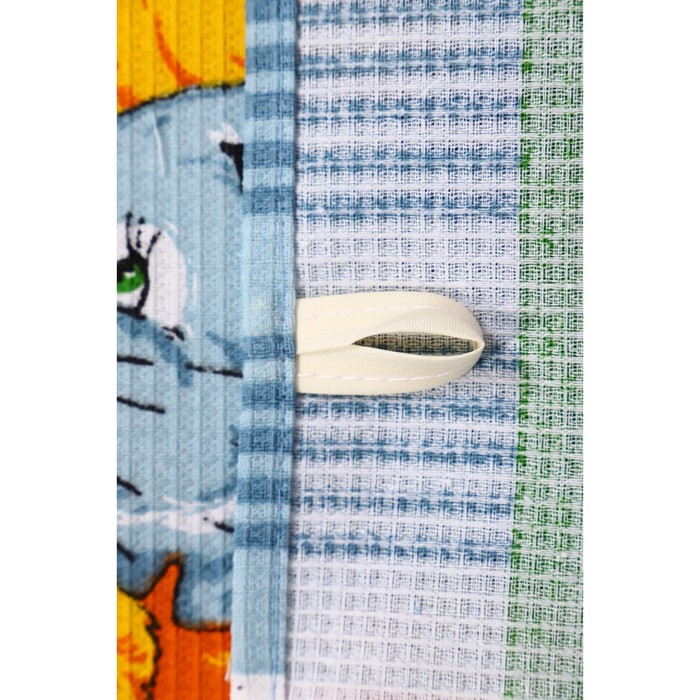 Набор полотенец вафельных Мыши Лето 40х60 см 4 шт (пакет), голубой, хлопок 100%, 170 гр/м2 
