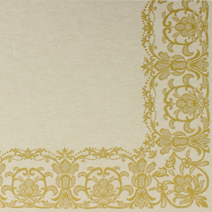 Столовый набор "Этель" (скатерть 150х300 см, салфетки 45х45 см - 12 шт.) цвет золотой, хл. с ВМГО 