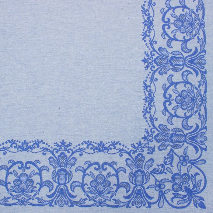 Столовый набор "Этель" (скатерть 150х150 см, салфетки 45х45 см - 4 шт.) цвет синий, хл. с ВМГО 