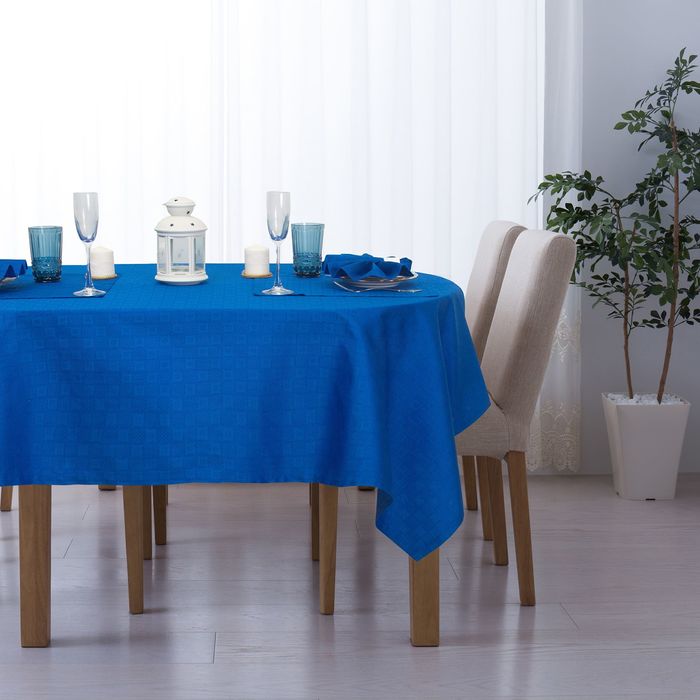 Набор столовый "Этель" Печворк цв.Синий(скат140*140,салф 40*40-4шт), 100% хл, жаккард 