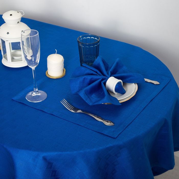 Набор столовый "Этель" Печворк цв.Синий(скат140*220,салф 40*40-8шт), 100% хл, жаккард 