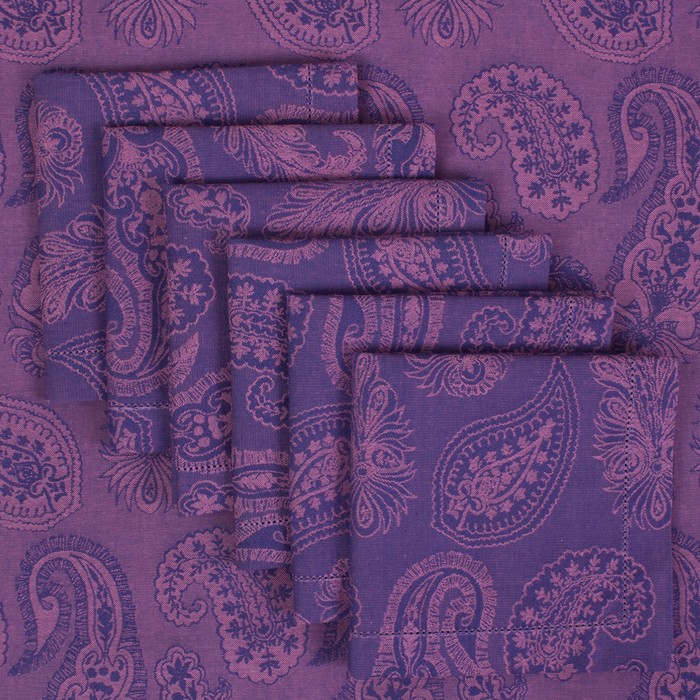 Набор столовый Этель «Огурцы», скатерть 135 × 180 см, салфетки 40 × 40 см, 6 шт., цвет фиалковый, 100%-ный хлопок с ВМГО 