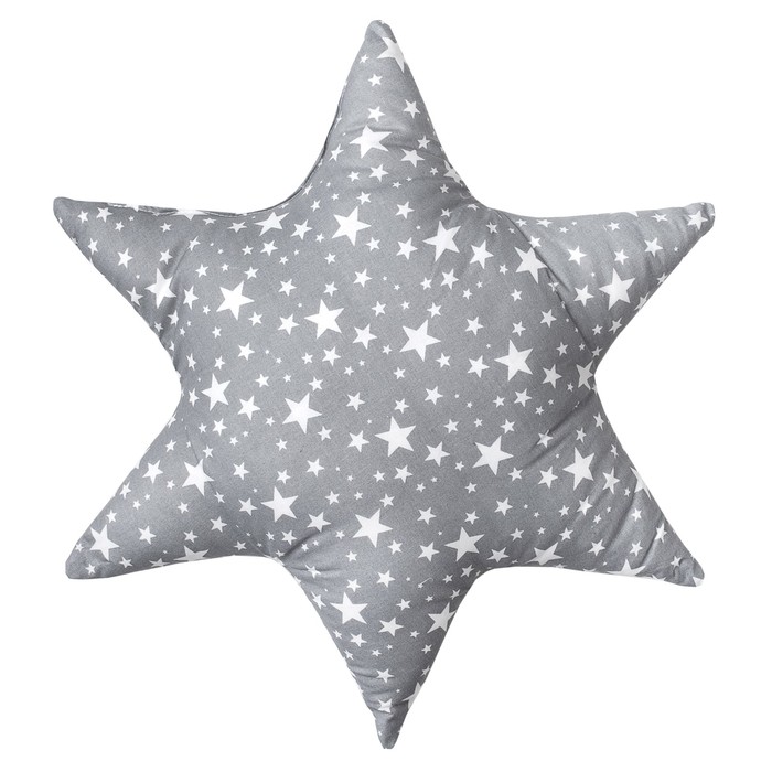 Подушка декоративная звезда Звездопад серый 50х50 см, хлопок 100% 