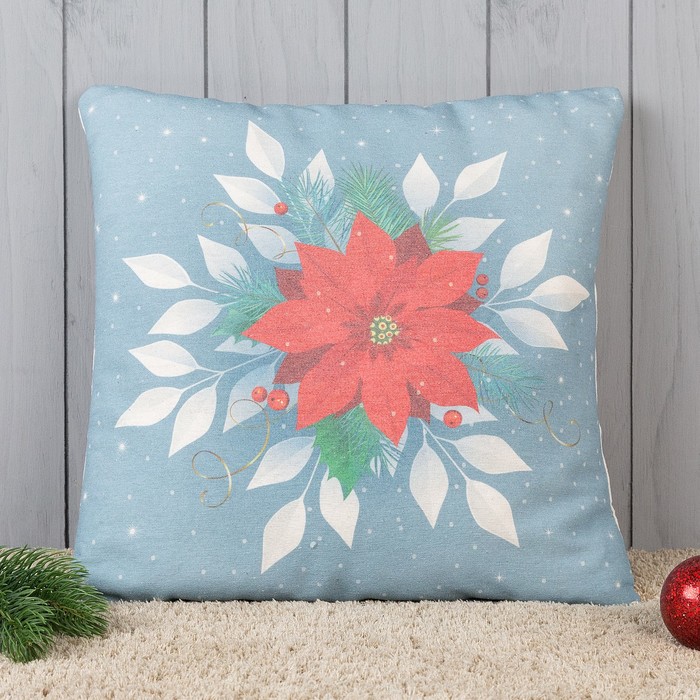 Подушка декоративная с фотопечатью Рождественская звезда 40х40 см, хл. 34%, полиэфир 66% 