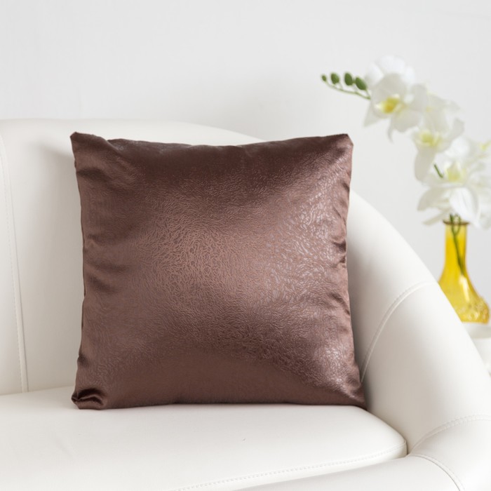 Подушка декаративная «Этель» 40×40 см, цвет шоколадный, сатен 100% п/э 